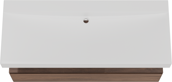 Balmani Mitra Elements meuble salle de bains suspendu 135 x 55 cm noyer américain avec Wave lavabo simple pour 2 trous de robinet en solid surface blanc mat