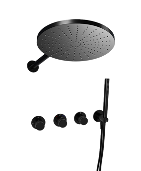 Blaufoss Pavilion thermostatische kraan Inbouw regendoucheset met regendouchekop Ø30cm mat zwart