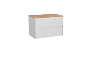 Storke Seda zwevend badmeubel 95 x 52 cm mat wit met Panton enkel wastafelblad in melamine ruw eiken