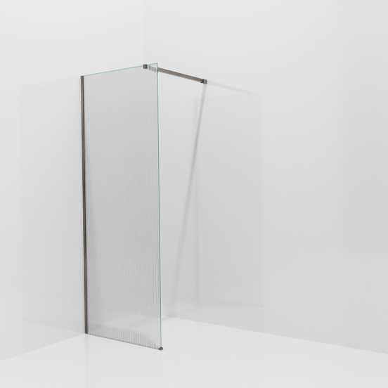Balmani Modular douche à l'italienne: 80 x 200 cm, Ribs, avec coating, Profil Brushed GunMetal