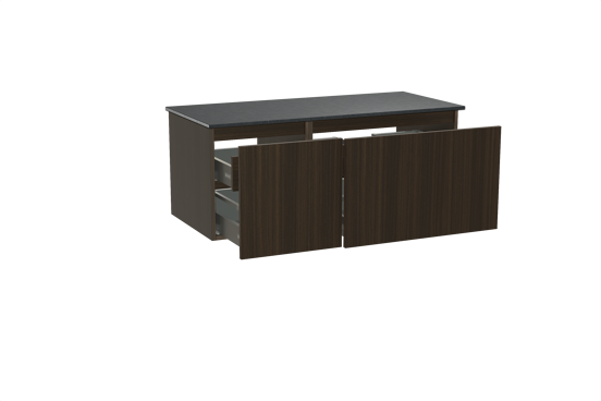 Balmani Sfera meuble salle de bains suspendu 120 x 55 cm eucalyptus avec Stretto tablette simple en granit noir