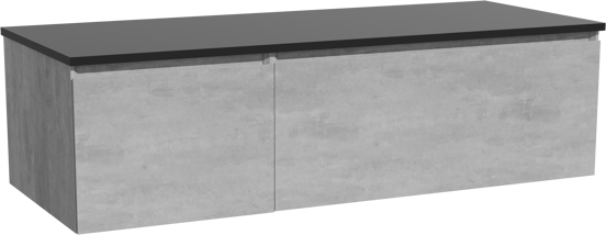 Storke Edge zwevend badkamermeubel 130 x 52 cm beton donkergrijs met Panton enkel of dubbel tablet in gepoedercoate mdf mat zwart