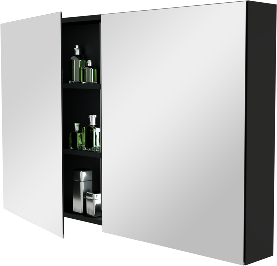 Storke Reflecta Spiegelschrank Bad: 120 x 75 cm, Schwarz matt