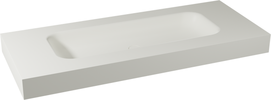 Balmani Arcato Einzelwaschtisch für 2 Armaturenlöcher, Solid Surface matt, 135 x 55 cm, Ablaufventil nicht inklusive