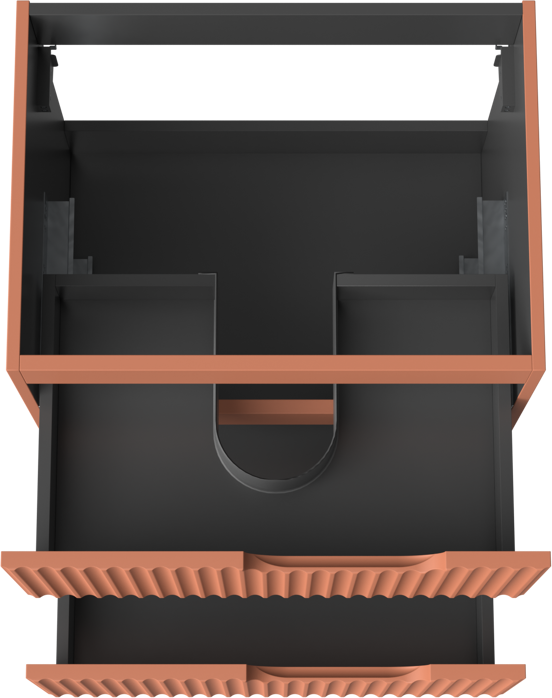 Linie Ribbo meuble sous-vasque suspendu 60 x 46 cm cotto 2 tiroirs