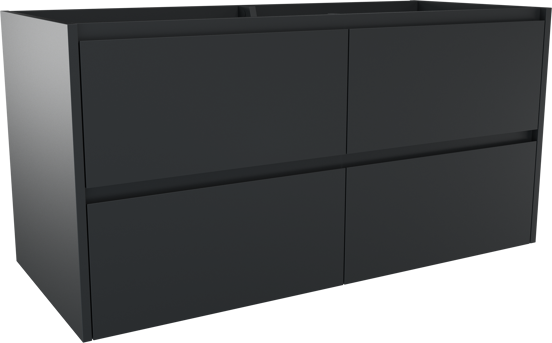 Storke Seda meuble sous-vasque suspendu 120 x 52 cm noir mat 4 tiroirs
