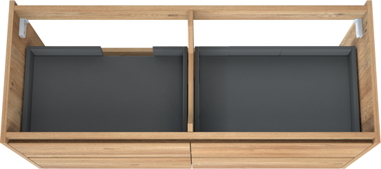 Storke Seda hängender Waschbeckenunterschrank: 130 x 52 cm, Eiche rustikal, 4 Schubladen