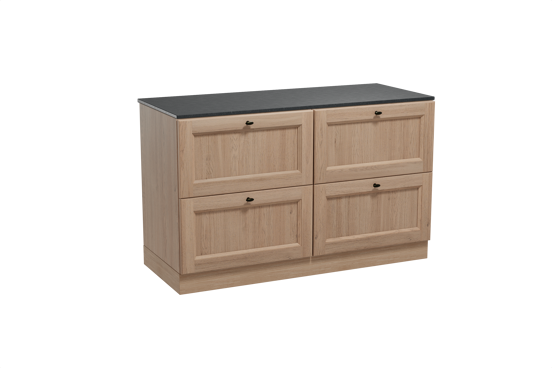 Balmani Lemon meuble salle de bains à poser 135 x 55 cm chêne vieilli avec Stretto tablette simple ou double en granit noir