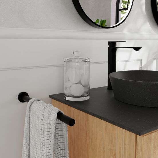 Blaufoss Noma Tube enkele handdoekhouder mat zwart 41 cm