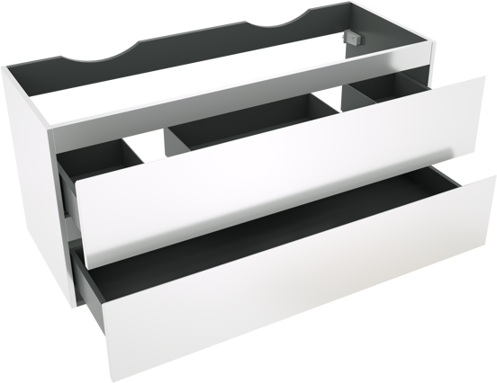 Linie Lado meuble sous-vasque suspendu 120 x 46 cm blanc brillant 2 tiroirs 2 découpés de siphon