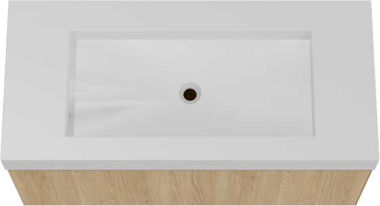 Balmani Idra meuble salle de bains suspendu 120 x 55 cm chêne naturel avec Modus lavabo simple pour 2 trous de robinet en solid surface blanc mat