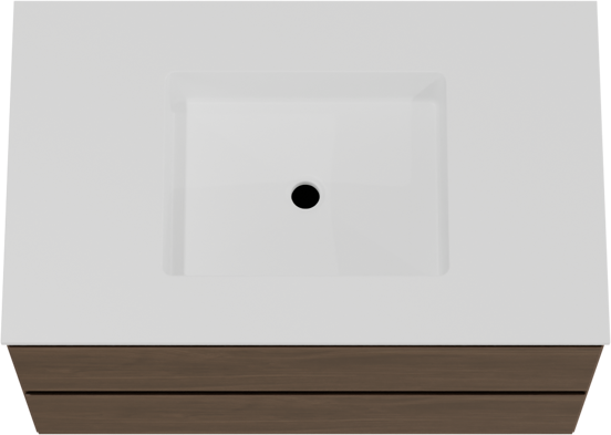 Balmani Mitra meuble salle de bains suspendu 90 x 55 cm noyer américain avec Tablo Stretto plan simple en solid surface blanc mat