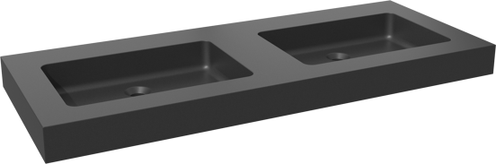 Storke Scuro High double vasque quartz mat 130 x 52 cm