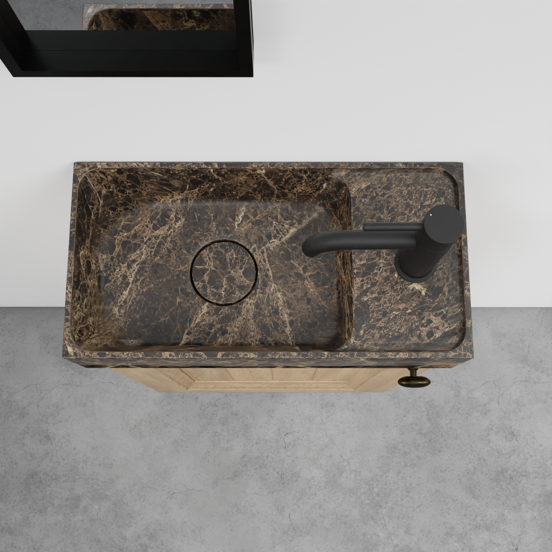 Balmani Lemon zwevend toiletmeubel 42 x 21 cm verweerd eiken met Dama wastafel in Dark Emperador marmer