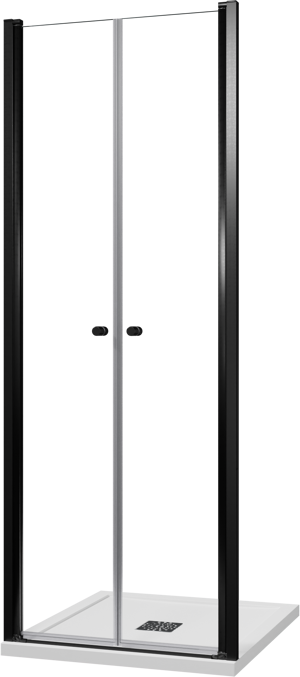 Luca Varess Kuresa porte battante 80 x 200 cm verre transparent profil noir mat