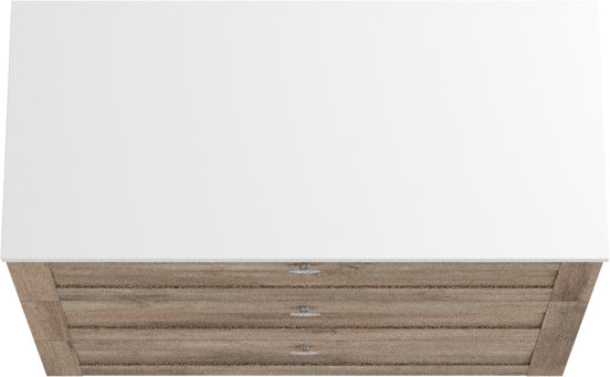 Linie Classo meuble salle de bains à poser 100 x 46 cm chêne gris avec Lado tablette simple ou double en marbre composite blanc mat