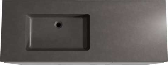 Storke Edge meuble salle de bains à poser 140 x 52 cm béton gris foncé avec Scuro High vasque asymétrique gauche en quartz noir mat