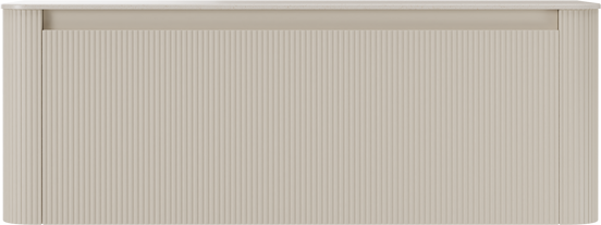Storke Soft meuble salle de bains suspendu 140 x 46 cm Sand mat avec Tavola Soft tablette simple ou double vasque en Solid Surface beige granite, Nervure droite symétrique verticale