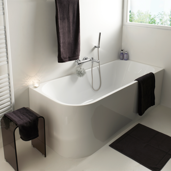 Luca Varess Mezzo 2-Personen-Eckbadewanne: links, 170 x 75 cm, Acryl, Weiß matt
