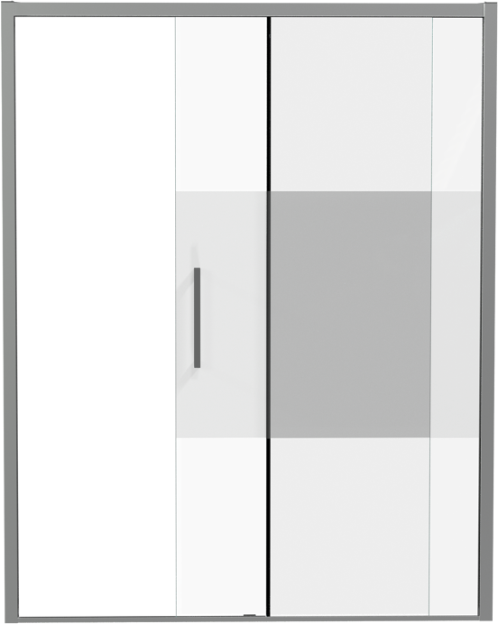 Luca Varess Senses rechtse douche schuifdeur 160 x 200 cm helder glas met matte strook glanzend chroom profiel