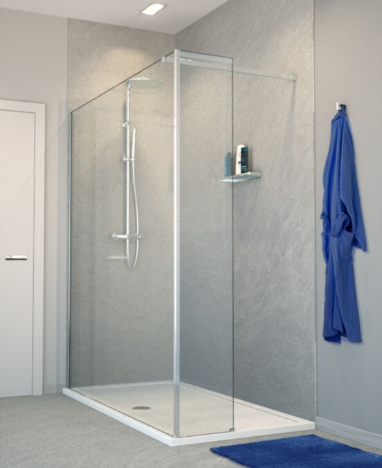 Balmani Modular inloopdouche met vaste zijwand 160 x 200 cm helder glas glanzend chroom profiel