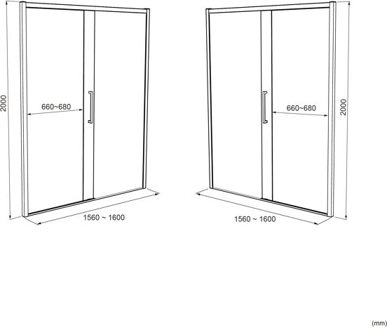 Luca Varess Senses douche schuifdeur 160 x 200 cm helder glas mat zwart profiel