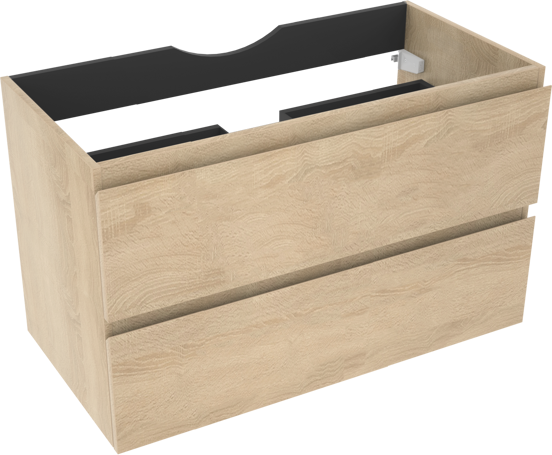 Linie Lado meuble sous-vasque suspendu 90 x 46 cm chêne blanc 2 tiroirs