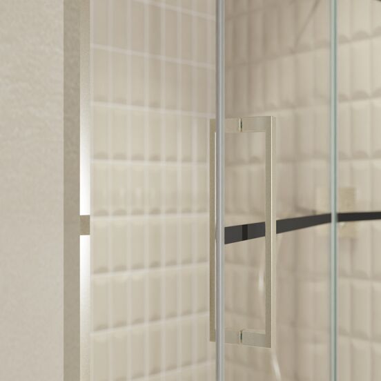 Balmani Senses Design Dusche Drehtür, Rechts, 140 cm x 210 cm, Lined, Profil Brushed CoolMetal, inklusive Coating