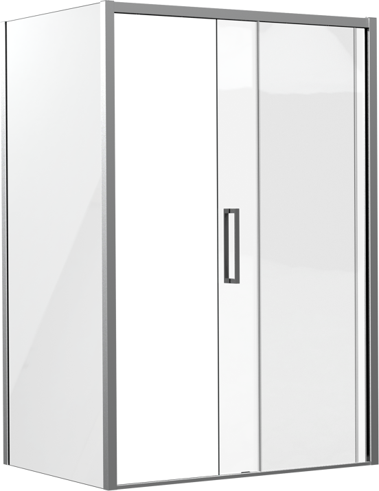 Luca Varess Senses Eckdusche: Schiebetür, fixierte Seitenwand, 140 x 100 cm, Klarglas, Chrom Profil, glänzend