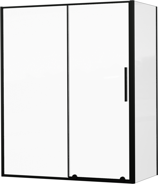 Luca Varess Morano paroi d'angle avec porte coulissante et paroi latérale fixe 160 x 80 cm verre transparent profil noir mat