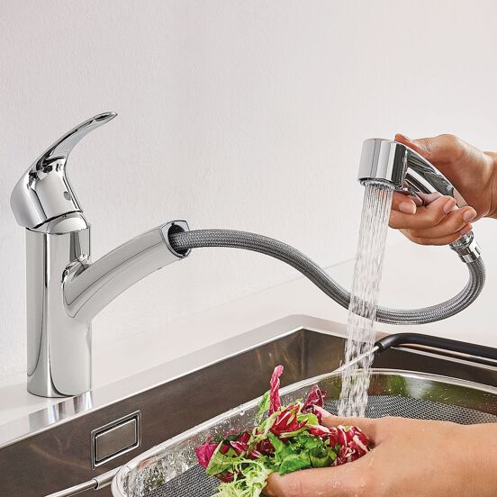 Grohe Eurosmart keukenkraan met uittrekbare kop chroom