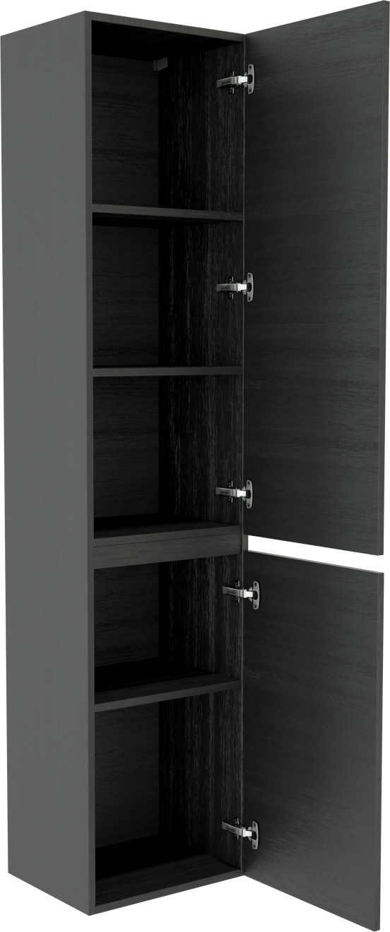 Balmani Lucida Badhochschrank: Stehend, rechts, Eiche Schwarz, 45 x 35 x 195 cm