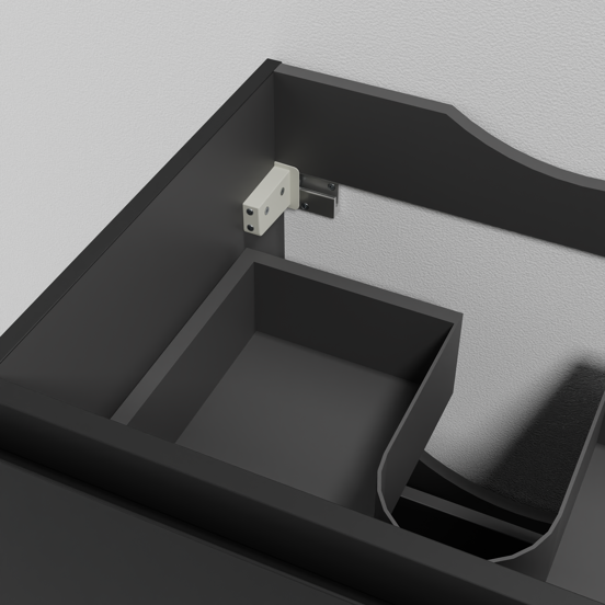 Linie Lado meuble sous-lavabo suspendu 120 x 46 cm noir mat 2 tiroirs 2 découpés de siphon