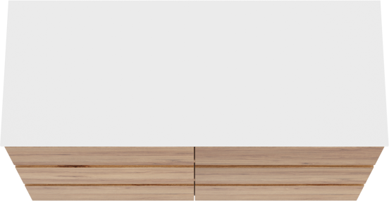 Balmani Lucida freistehendes Möbelstück Set: 135 x 55 cm, Teak, mit Stretto Einzel- oder Doppel Waschtischplatte, Solid Surface Weiß matt
