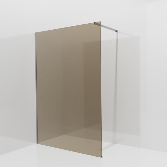 Balmani Modular Walk-In Dusche: 140 x 200 cm, Bronze Glas, inklusive Coating, Profil Brushed Inox