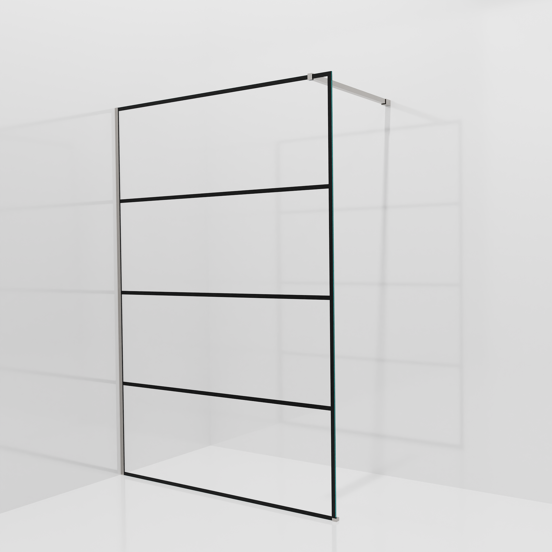 Balmani Modular inloopdouche: 140 x 200 cm, Lined met coating, Brushed Inox profielen