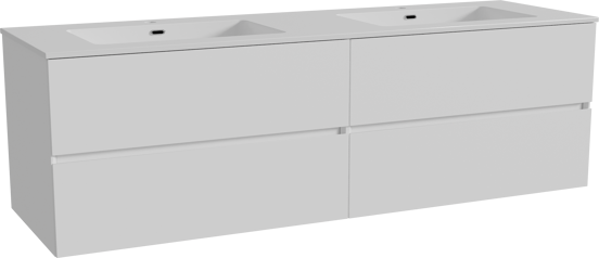 Storke Edge zwevend badkamermeubel 170 x 52 cm mat wit met Diva dubbele wastafel in composietmarmer glanzend wit