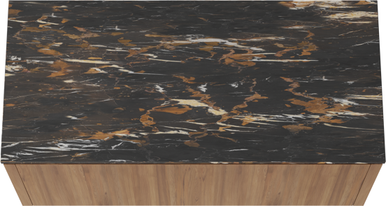Balmani Eclips meuble salle de bains suspendu 120 x 55 cm Teck avec Stretto tablette simple en Portoro Gold marbre