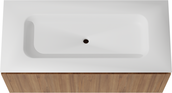Balmani Eclips zwevend badkamermeubel 120 x 55 cm Teak met Eclips enkele wastafel in Solid Surface mat wit