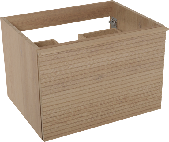 Balmani Forma hängender Waschbeckenunterschrank: horizontale Rippen, 67,5 x 55 cm, Eiche Natur, 2 Schubladen