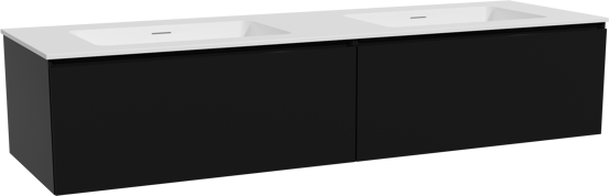 Storke Edge meuble salle de bains suspendu 170 x 52 cm noir mat avec Mata double vasque en solid surface blanc mat