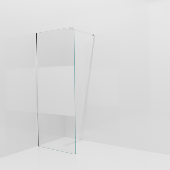 Balmani Modular douche à l'italienne: 90 x 200 cm, Verre transparent avec bande matte, avec coating, Profil Chrome brillant