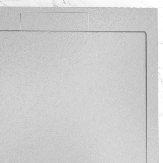 Balmani Indus douchebak 120 x 90 cm composietmarmer lichtgrijs leisteenstructuur
