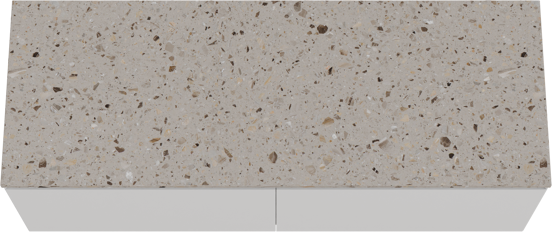 Balmani Idra hängendes Möbelstück Set: 150 x 55 cm, Weiß matt, mit Stretto Einzel- oder Doppel Waschtischplatte, Terrazzo in Greige