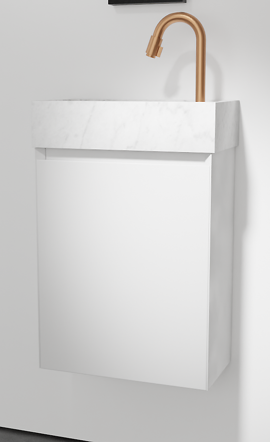 Balmani Mitra zwevend toiletmeubel 42 x 21 cm mat wit met Dama wastafel in Carrara marmer
