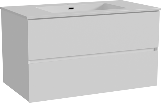 Storke Edge meuble salle de bains suspendu 95 x 52 cm blanc mat avec Diva plan simple en marbre composite blanc brillant