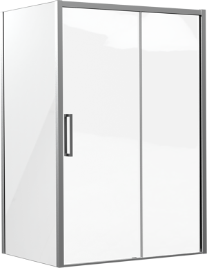 Luca Varess Senses paroi d'angle avec porte coulissante et paroi latérale fixe 140 x 100 cm verre transparent profil chrome brillant