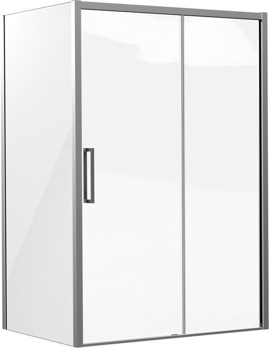 Luca Varess Senses Eckdusche: Schiebetür, fixierte Seitenwand, 140 x 100 cm, Klarglas, Chrom Profil, glänzend