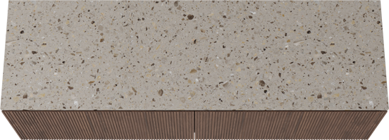 Balmani Eclips meuble salle de bains suspendu 180 x 55 cm Noyer américain avec Stretto tablette simple ou double en Terrazzo greige, Nervure droite symétrique verticale