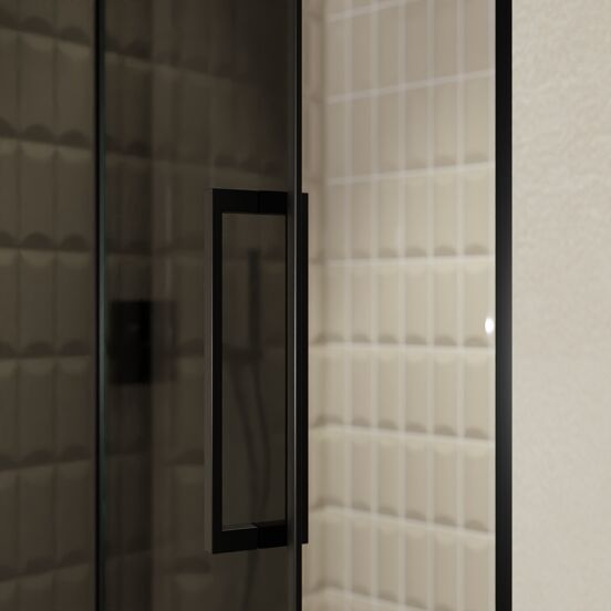 Balmani Senses Design douche draaideur links 120 cm x 210 cm Rookglas, Zwarte profielen, met coating